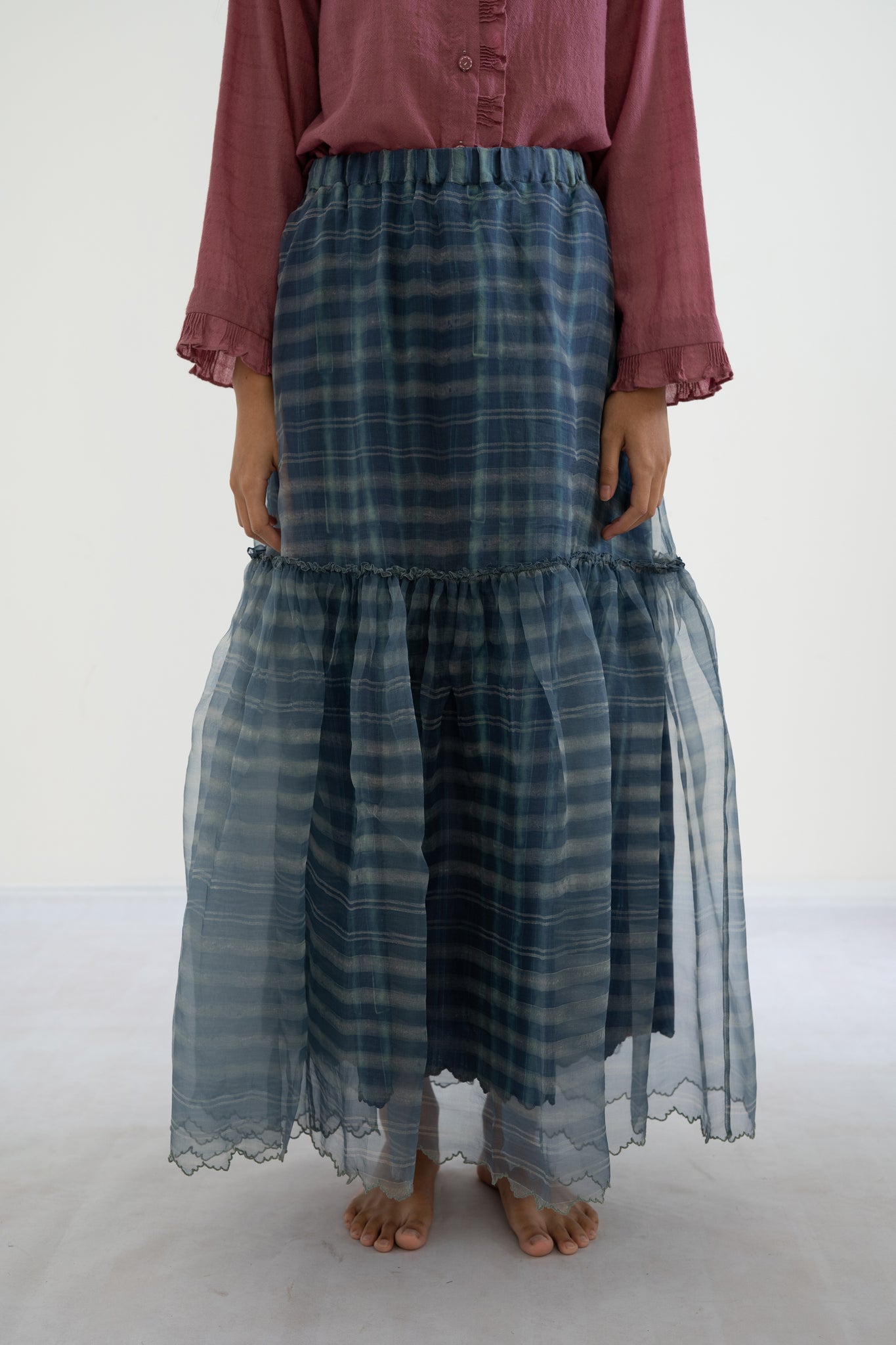 handwoven indigo organza morgan skirt