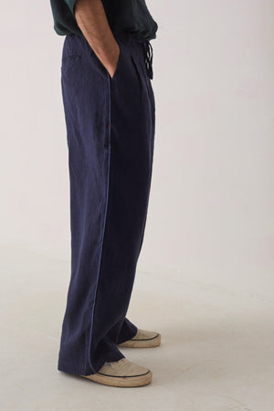 Blue front pleated llarge trouser