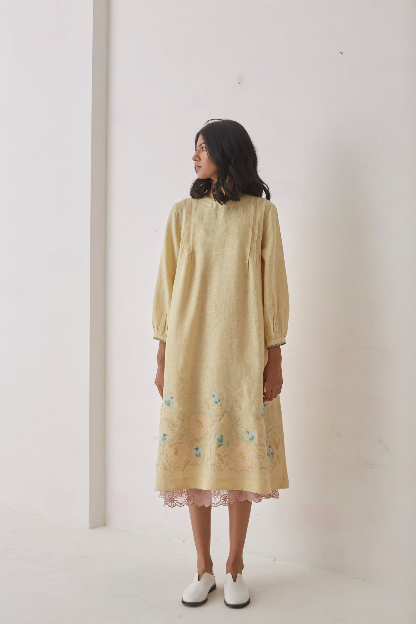 Yellow handwoven Petal Dress