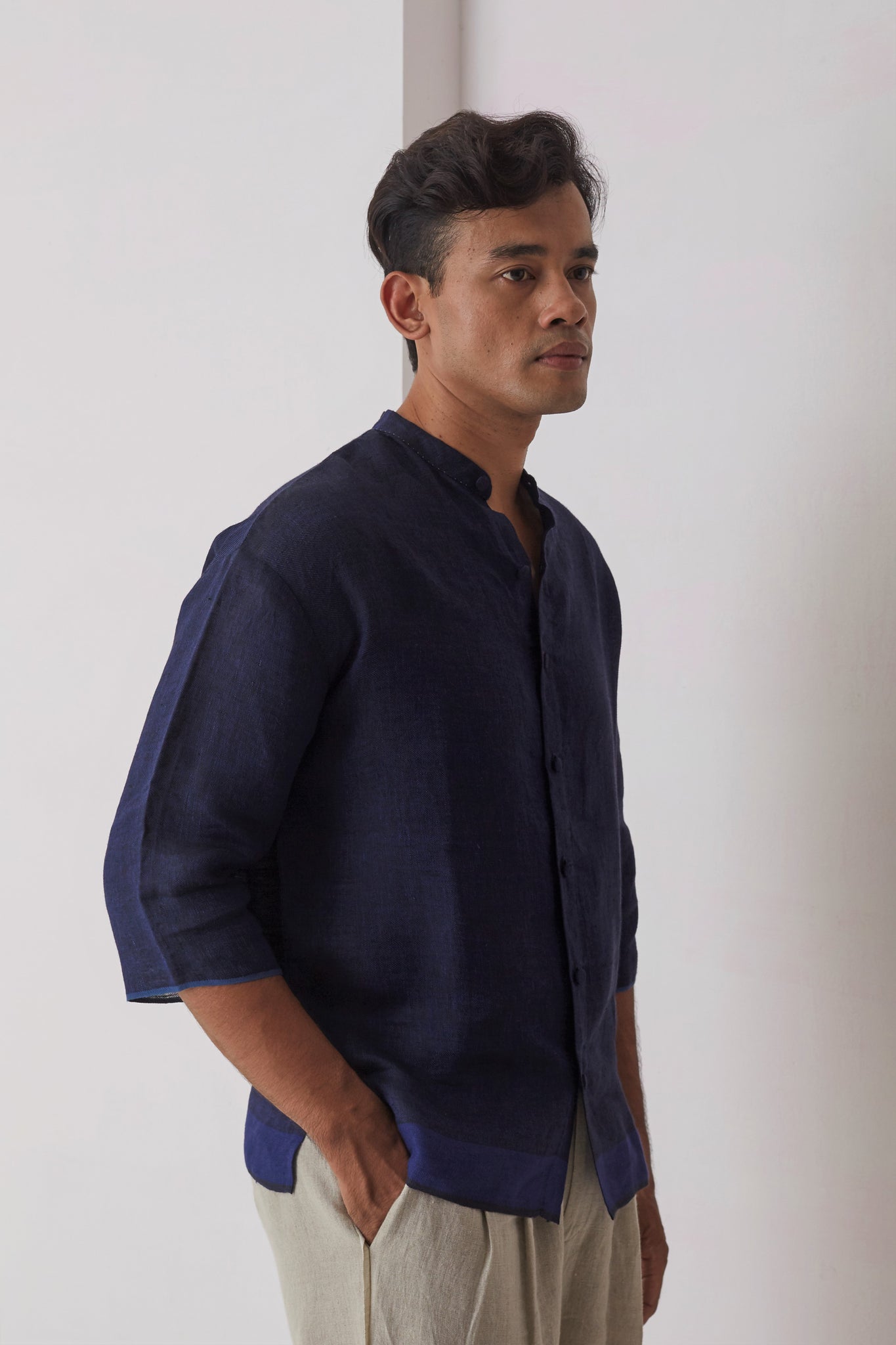 Navy button down marve shirt