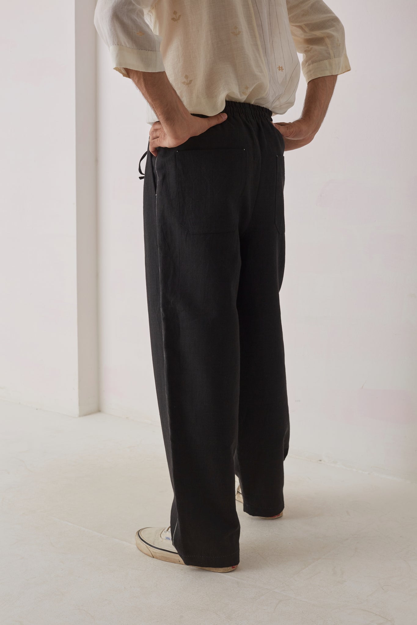 handwoven Black loose fit inasa trousers