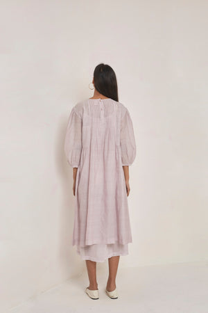 Lilac handwoven cotton silk hazelnut dress