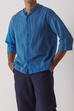 handwoven Blue button-down fujio shirt