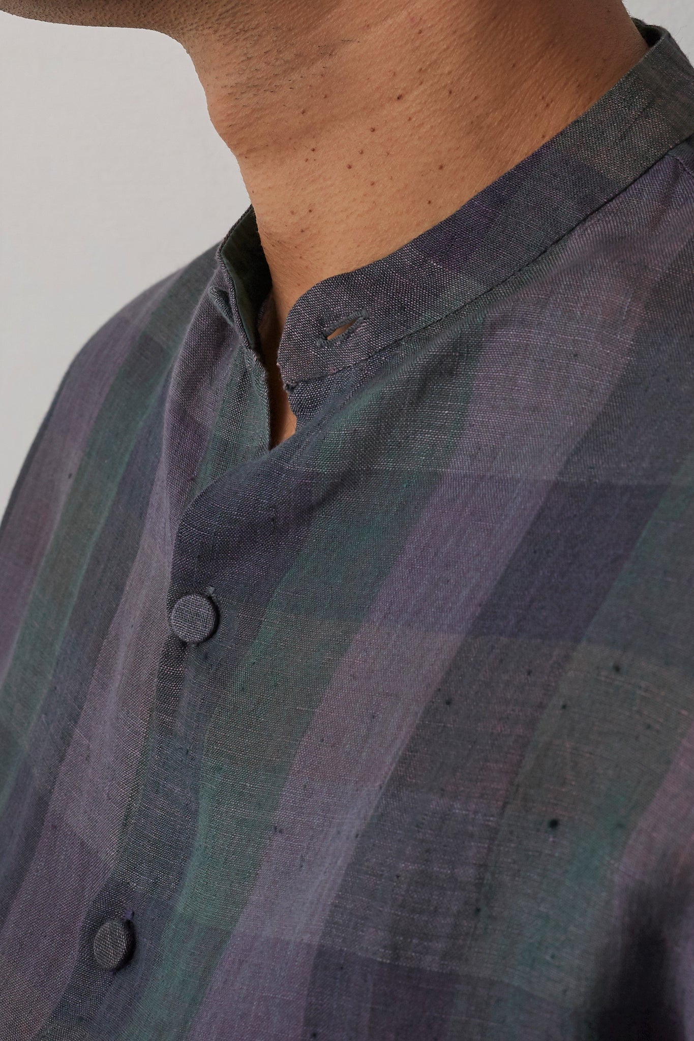 Grey and purple checks button down marve shirt