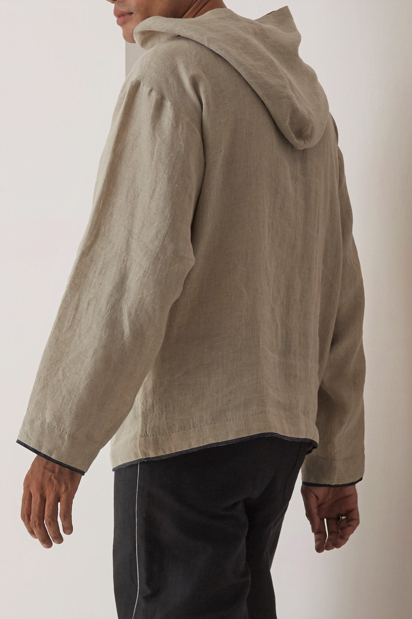 handwoven Beige long sleeve hoodie