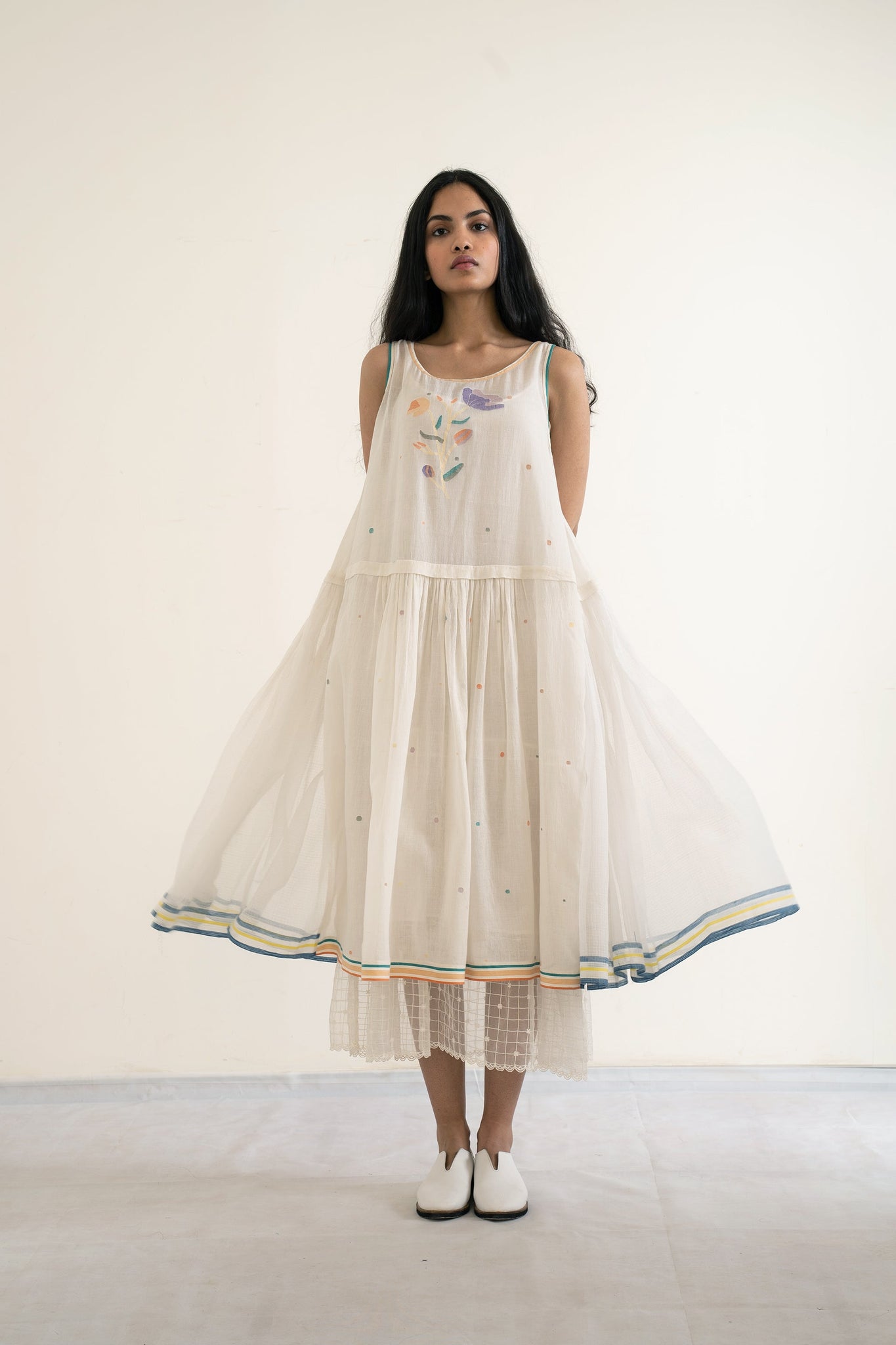 Handwoven cotton kota doriya Sleeveless kafka dress