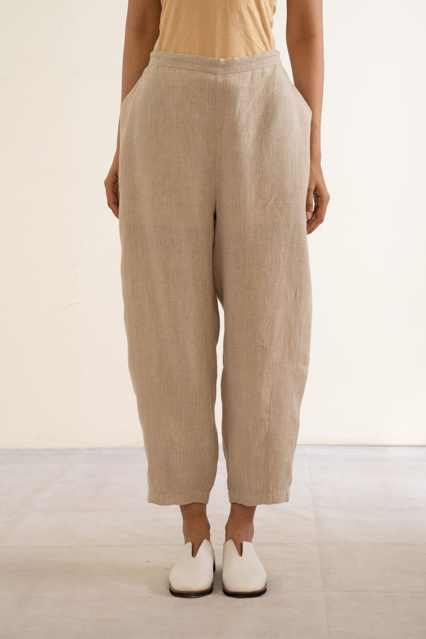 handwoven linen Tapered tyra trousers
