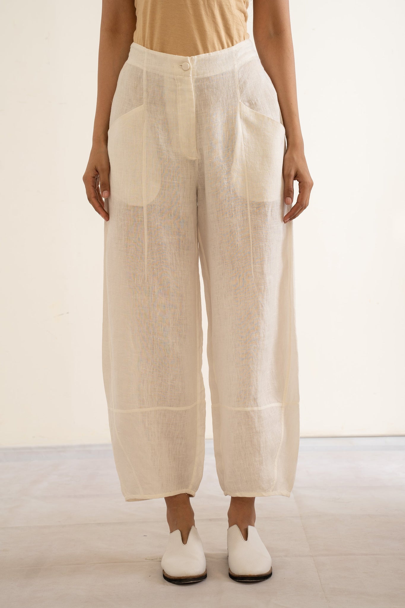 handwoven Tapered linen ambra trousers