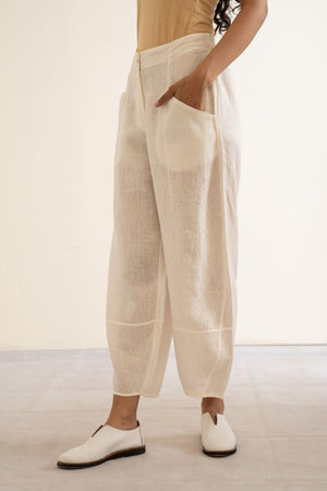 handwoven Tapered linen ambra trousers