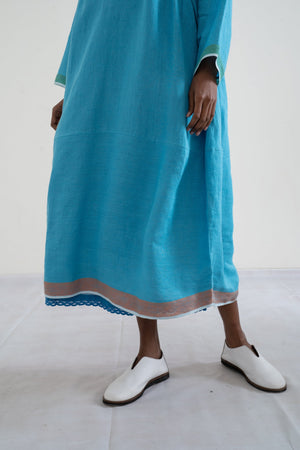 Handwoven linen Round neck alum dress