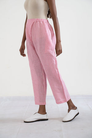 Buy Handwoven Tapered Paprika Trousers Pink Online In India  EKA Design  Studio